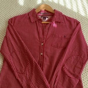 Tommy Hilfiger maroon checkered button down small